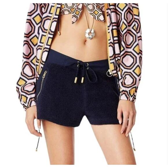 NWT Tory Burch Navy Josie Terry Cloth W/Gold Accent Shorts - SIZE  8 - Picture 2 of 10
